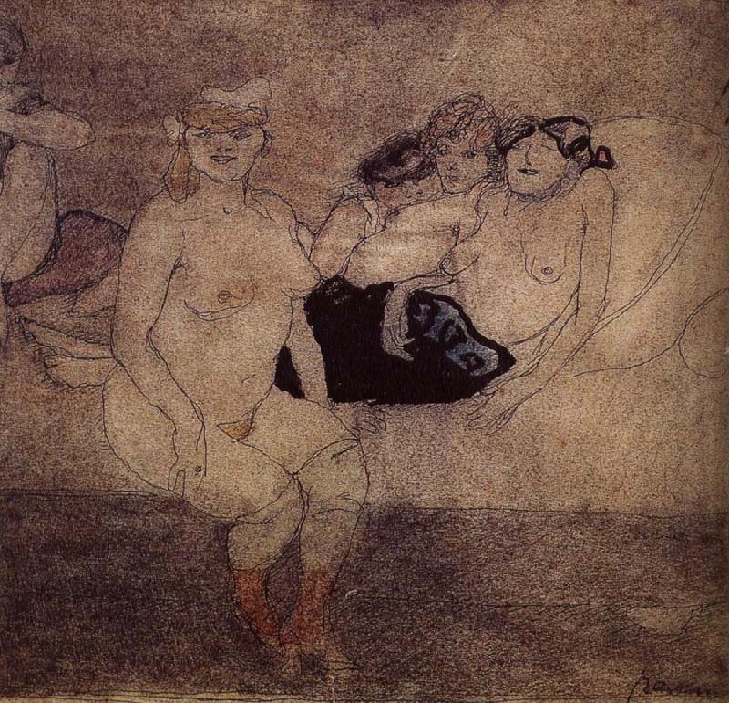 Jules Pascin Five Woman in the bed Sweden oil painting art